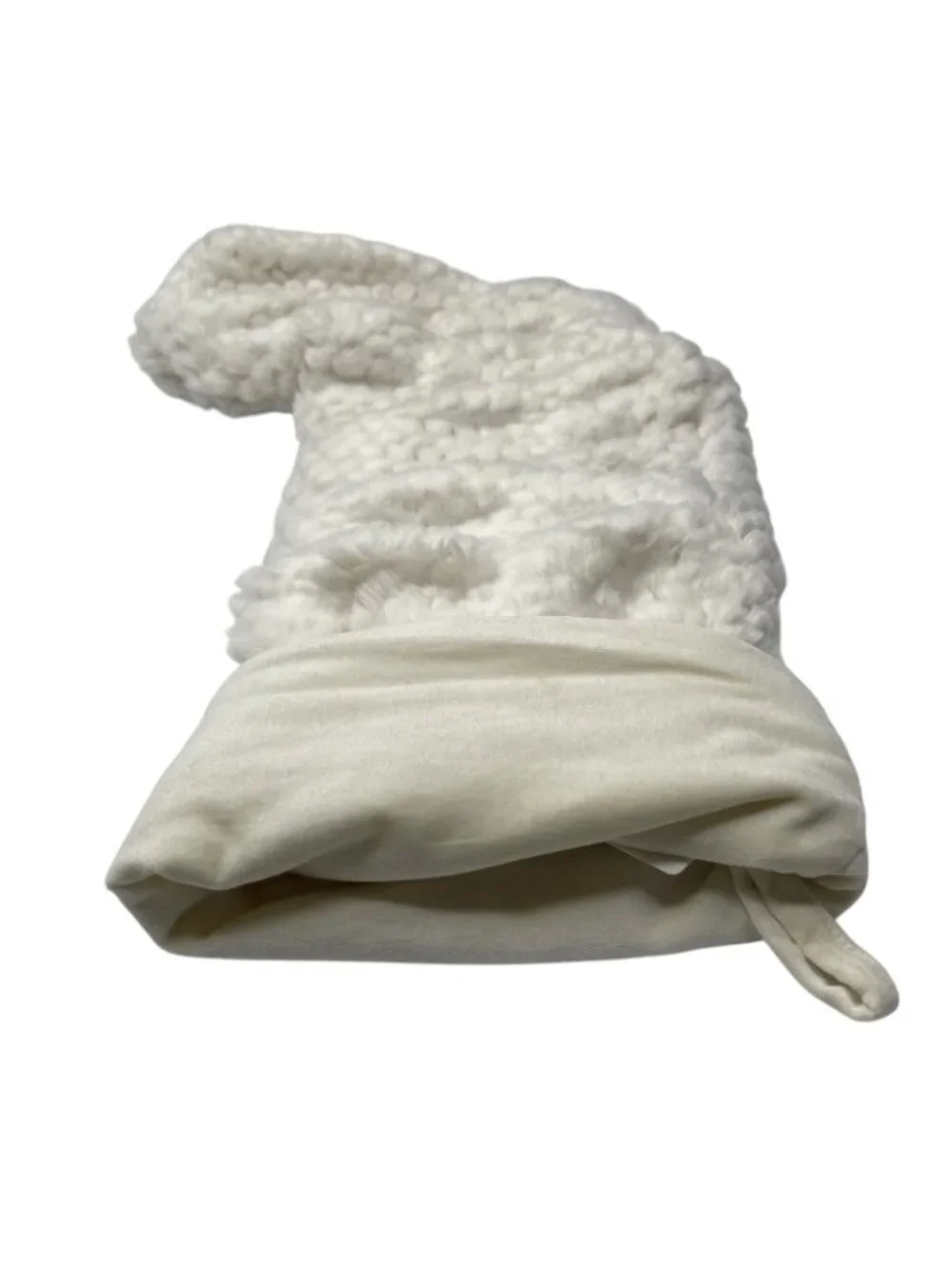 POTTERY BARN HONEYCOMB FAUX FUR STOCKING IVORY Christmas Holiday